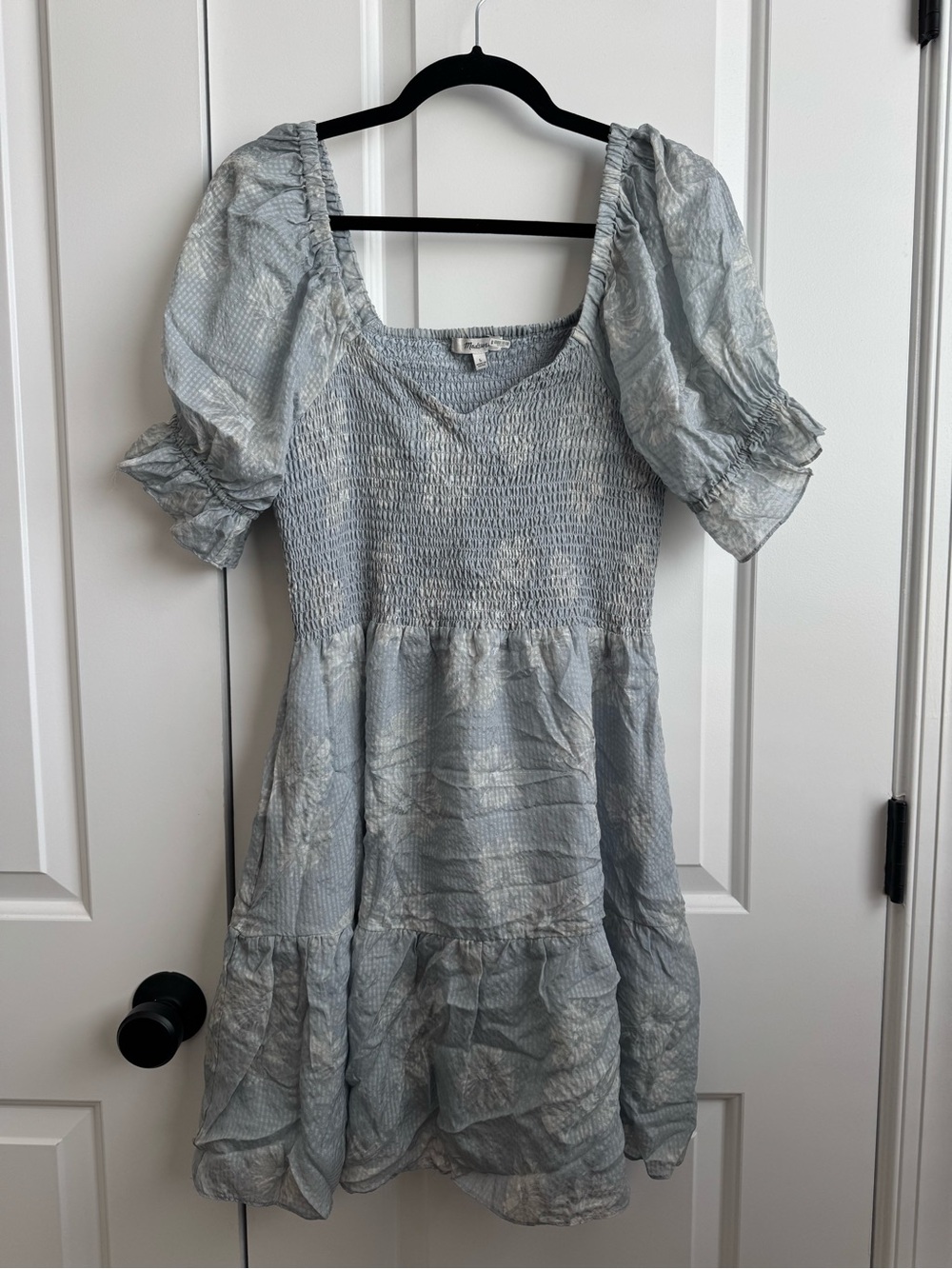 Madewell 100% Silk Lucie Smocked Floral Mini Dress L